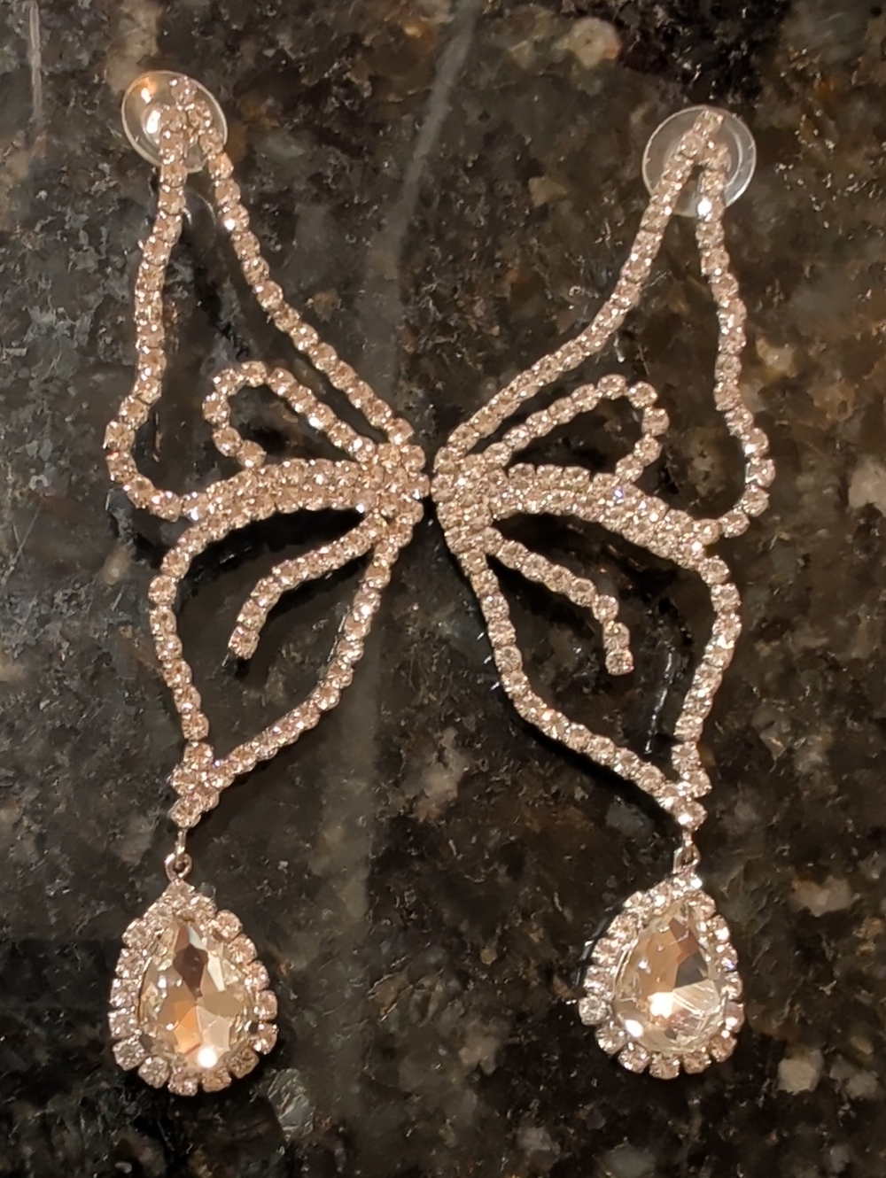 Crystal Butterfly Drop Earrings